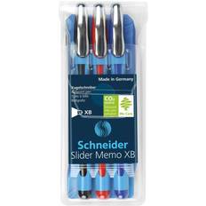 Mehrfarbig Kugelschreiber Schneider Slider Memo Ballpoint Pens Black Blue Red (Wallet Of 3Pcs)