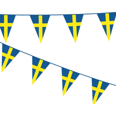 Blå gul girlang Sassier Vimpelgirlang Flaggirlang Student Nationaldag Födelsedag 10 M. Multifärg