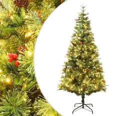 Met Verlichting Kerstbomen uitverkoop vidaXL Kerstboom met LED en Dennenappels 150 cm PVC en PE Groen