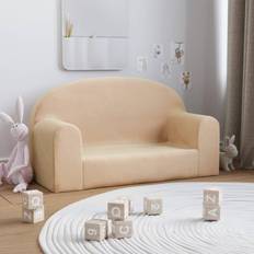 Sofa børn vidaXL 2-personers sofa børn blødt plys cremefarvet