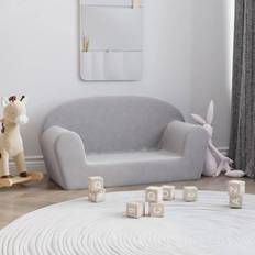 Grau Sofas vidaXL Barnsoffa 2-sits ljusgrå mjuk plysch