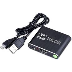 2 skærme kabler INF HDMI splitter 1x2 2 skærme