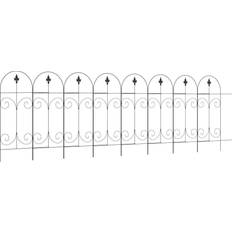 OutSunny Decorative Garden Fencing, 8PCs 44in Picket Fence Panels, Rustproof Wire Landscape Flower Bed Border