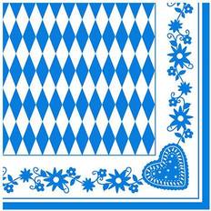 Oktoberfest Assiettes, Tasses et Couverts Papstar Serviettes pliage 1/4, 40 cm x 40 cm "Bavarois bleu"