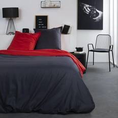 Rosso Copripiumini Completo Letto 2 Persone In Cotone - 240x260 cm - Bicolore Grigio E Rosso Alix Copripiumino Rosso, Grigio