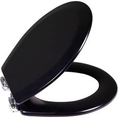 Design House Dalton Toilet Seat Round Soft Close Black Rustic Wooden Round Standa