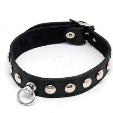 Rimba Bondage Play Læder Halsbånd med Kuppel 2,5 cm M/L