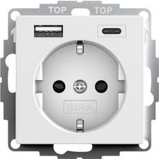 2 USB-porte Stikkontakter Gira 245927 SCHUKO USB strømforsyning 2f System 55 (245927)