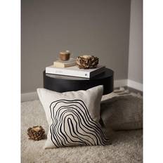 Svanefors Curve broderat mönster Kuddöverdrag Beige, Vit, Svart (45x45cm)