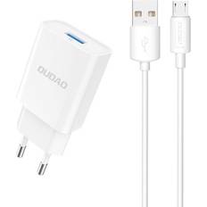 Lightning kabel 1m Dudao USB väggladdare QC3.0 12W Lightning-kabel 1m Vit (A3EU)