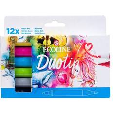 Ecoline Markers Ecoline Duotip märkpennor 12 styck Mejsel/Fin spets Multifärg
