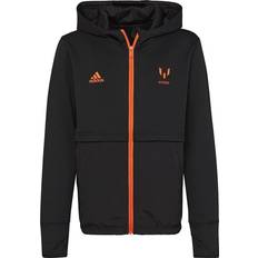 Ropa de niños Adidas Kid's Messi Fz HD Hooded Track Top - Black/App Solar Red/App Solar Red