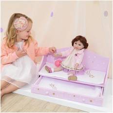 Olivia's Little World Olivias TD-0096AP 18 in. Twinkle Stars Princess Doll Trundle Bed, Purple & Gold