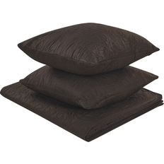 Marron Couvre-lits Beliani Embossed and Cushions Set Bedspread Brown