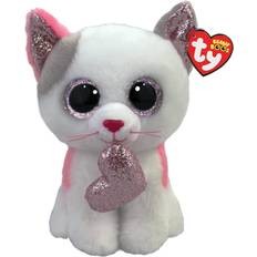 Toys TY Beanie Milena White Cat with Pink Foil Heart 6"