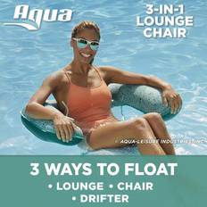 Inflatable Mattress AQUA Mosaic 3-in-1 Pool Chair Lounge, Inflatable Pool Float, Multi-Purpose Pool Chair (Lounge, Drifter, Chair) Green Mosaic