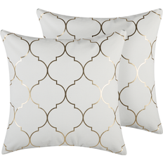 Bianco Cuscini Decorativi Completi Beliani of 2 Cushions Moroccan Pattern Complete Decoration Pillows White, Gold (45x45cm)