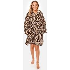 Naturel Couvertures Bébé Dreamscene Leopard Print Oversized Hoodie Blanket Natural