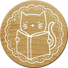 Sellos Woodies Colop Sello de Madera Circular 30x30 mm ExLibris "Gato"