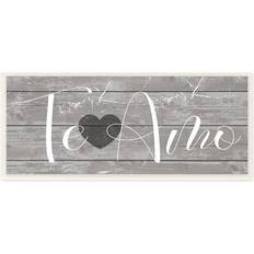 Cotton Wall Decor Stupell Industries Te Amo Romantic Rustic Grey Sign with Heart Daphne Polselli Wall Decor