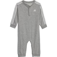 Adidas Polyester Jumpsuits adidas Infant Essentials 3-Stripes French Terry Bodysuit - Medium Grey Heather/White (IA2546)