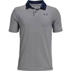 Gray Polo Shirts Under Armour Boys' Performance Stripe Golf Polo Mega Magenta (913)/Academy Youth