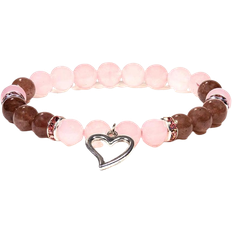 Rosenkvarts hjärta Phoenix Heart Bracelets - Silver/Pink