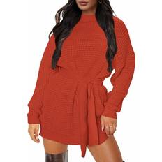 Zesica Women's Waffle Knitted Sweater Dress