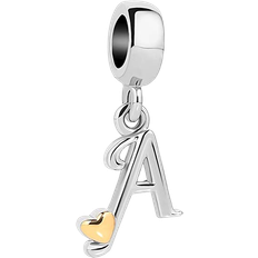 QueenCharms Initial Letter Pendant - Silver/Gold