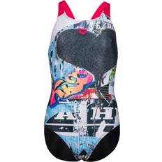 Arena Girl's Placement V Back Swimsuit - Black/Freak Rose (AR315)