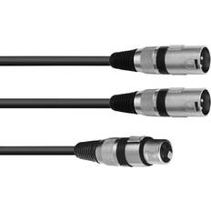 Omnitronic Adaptercable XLRF/2xXLRM 0,5m bk