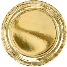 Guld Engangstallerkner PartyDeco Disposable Plates 23cm 6-pack