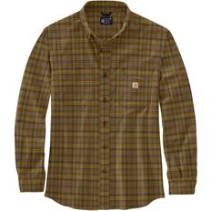 Carhartt Mens Midweight Flannel Long Sleeve Plaid Shirt - Oak Brown