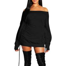 Gokatosau Women's Off Shoulder Long Sleeve Mini Dress