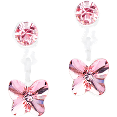 Krystall Øredobber Blomdahl Butterfly Earrings - White/Pink