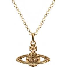 Adjustable Size - Men Necklaces Vivienne Westwood Man Mini Bas Relief Orb Pendant Necklace - Gold/Topaz