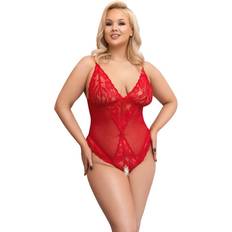 Cottelli Collection Bodysuit with Open Crotch Red