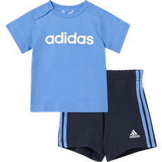 Musta Muut Setit Adidas Essentials Lineage Organic Cotton Tee and Shorts Set - White/Better Scarlet