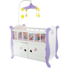 Toys Olivia's Little World Teamson Design Corp TD-0206A Princess Doll Furniture Baby Nursery Bed With Cabinet, 18 in