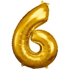 Amscan Amsc Ballon 6 Go Foil Globo Número 6 Oro
