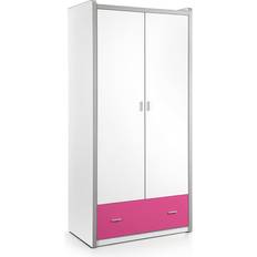 Vipack Armoire 2 Portes 1 Tiroir Bois Blanc Et Fuchsia Bonny