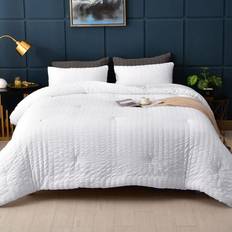 AveLom Seersucker Bedspread White, Black, Orange, Pink, Blue, Purple, Green, Grey (228.6x228.6cm)