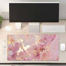 Pink gaming laptop QIYI Large Mouse Pad, Cute Pink Desk Mat for Desktop, Women Girls PU Leather Waterproof Gaming Mousepad, Rose Gold Marble Computer PC Laptop Protector Writing Pads for School Office Home 31.5" x 15.7"