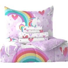 Dream Factory Unicorn Rainbow Reversible Twin Comforter Set 64x86"