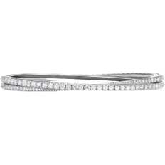 David Yurman White Gold Bracelets David Yurman Pavé Crossover Two Row Bracelet - White/Diamonds