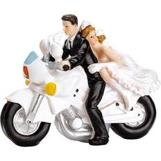 Plast Kagedekorationer PartyDeco Wedding figure Newlyweds on Motorcycle Kagedekoration