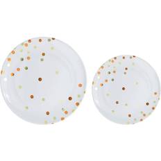 Polka Dots Plates, Cups & Cutlery Amscan Disposable Plates Hot-Stamped Plastic 20pcs