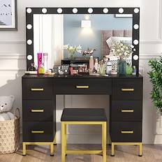 Pakasept Large Makeup Vanity Black Dressing Table 16.2x43.3"