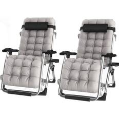 Groundlevel Luxury Recliner Extra Wide Gravity Chairs With Cup Holder Set Of 2