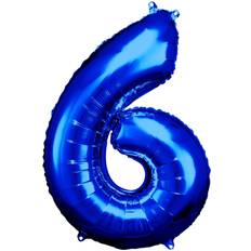 Bleu Ballons en Aluminium Amscan Folienballon Blau Zahl 6 (5)